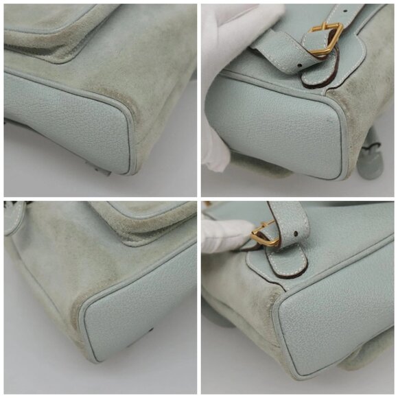 GUCCI Bamboo Backpack Suede Light Blue Gold 003 2058 0030 Auth BA5287 - Picture 14 of 16